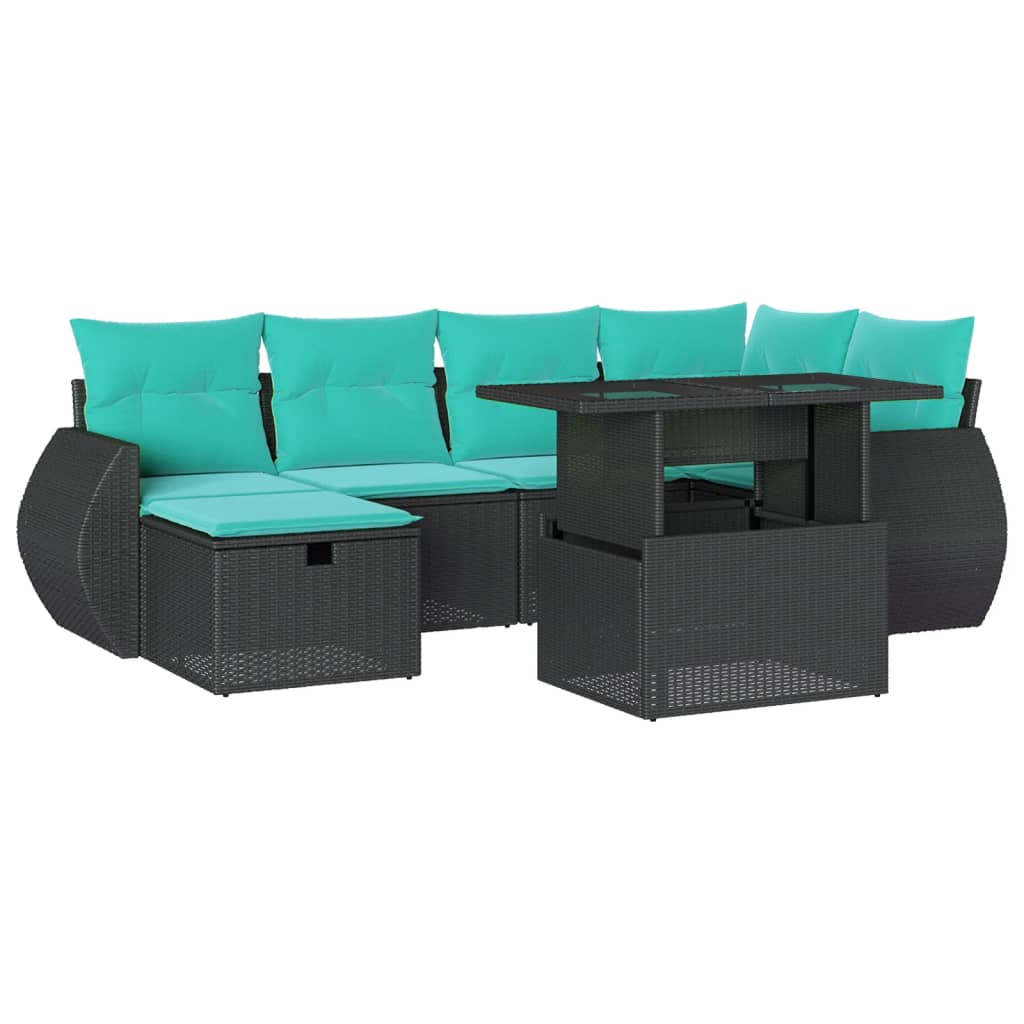 7-Teiliges Gartensofa-Set Mit Kissen, Es Polyrattan