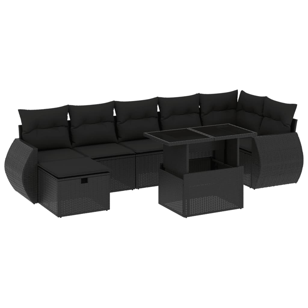 8-Tlg. Garten-Sofagarnitur Mit Kissen Poly Rattan