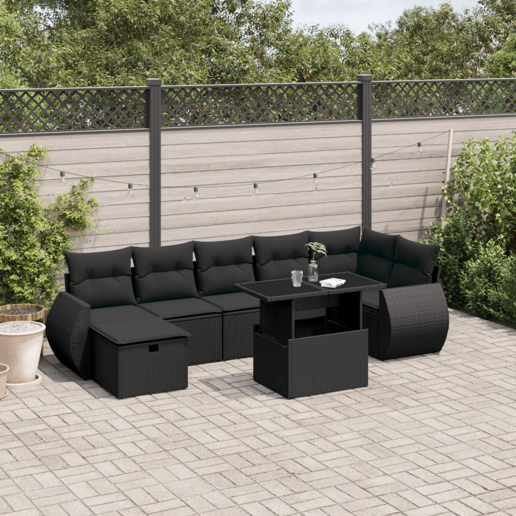 8-Tlg. Garten-Sofagarnitur Mit Kissen Poly Rattan