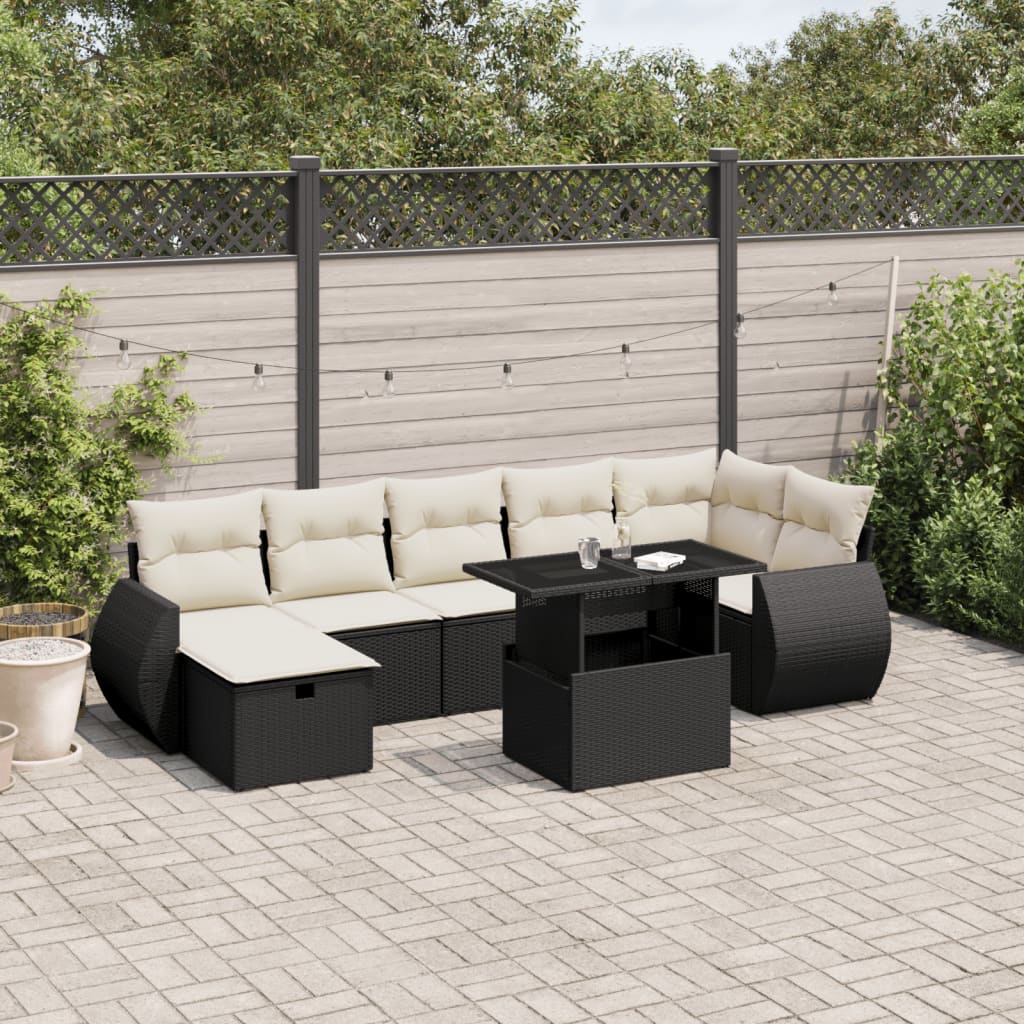 8-Tlg. Garten-Sofagarnitur Mit Kissen Poly Rattan