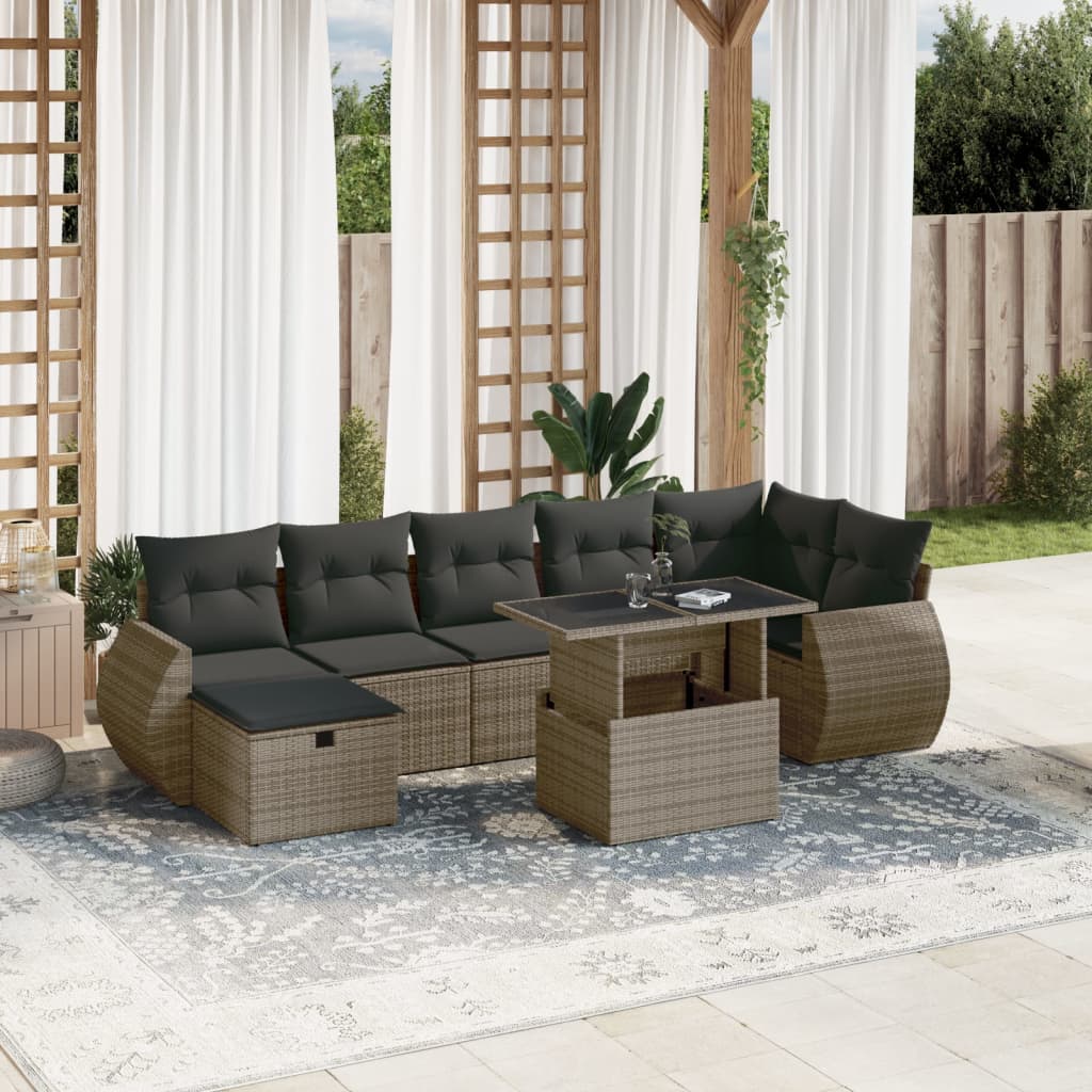 8-Tlg. Garten-Sofagarnitur Mit Kissen Poly Rattan