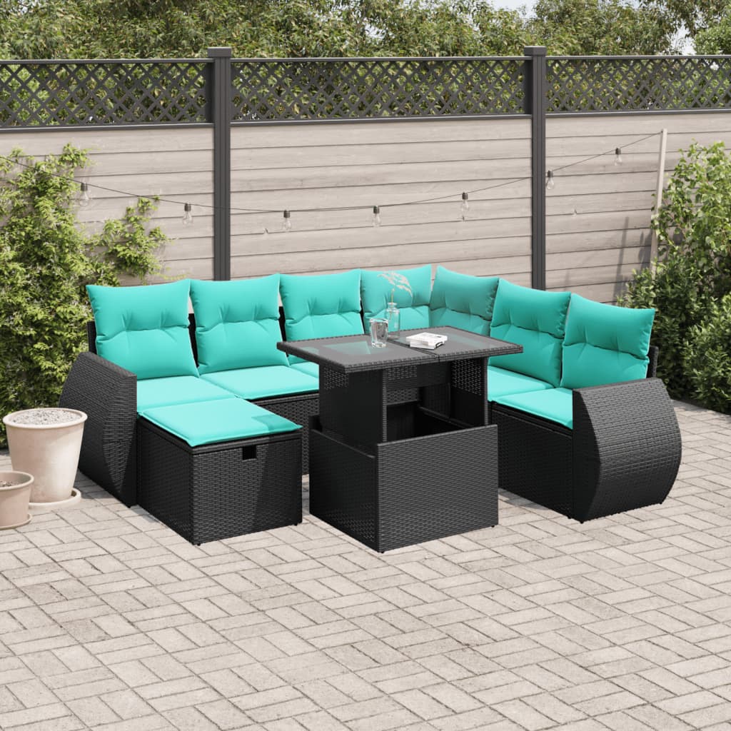 8-Teiliges Gartensofa-Set Mit Kissen, Es Polyrattan