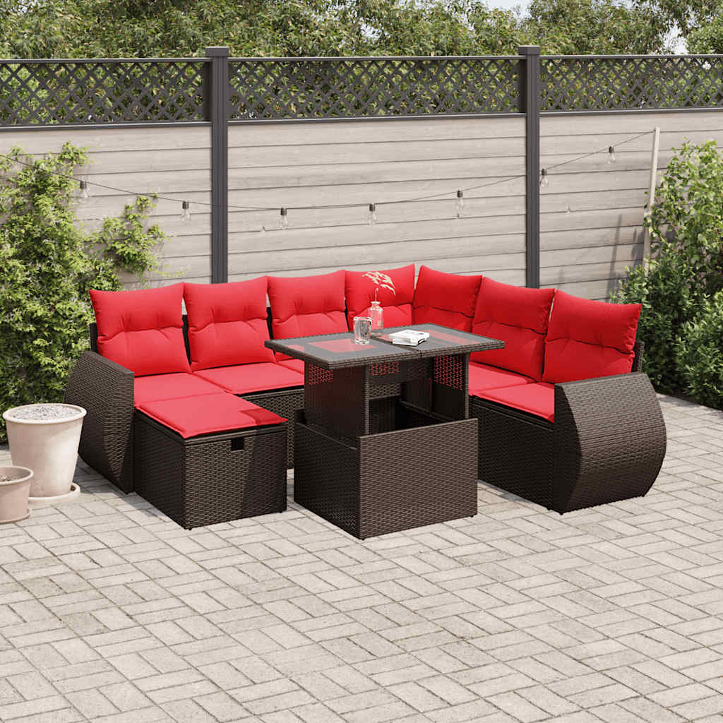 8-Teiliges Gartensofa-Set Mit Kissen, Es Polyrattan