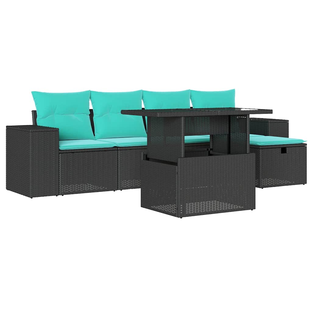 6-Teiliges Gartensofa-Set Mit Kissen, Es Polyrattan