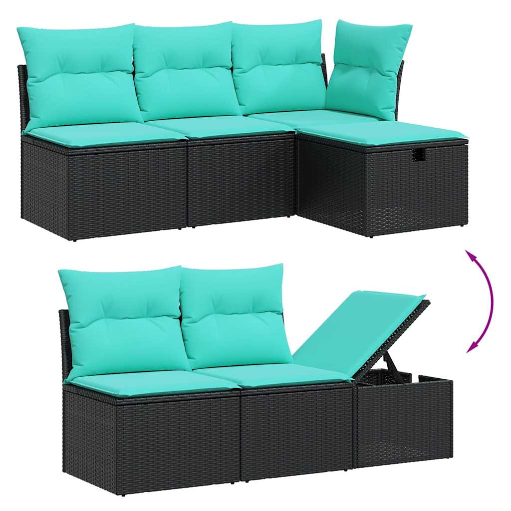 6-Teiliges Gartensofa-Set Mit Kissen, Es Polyrattan