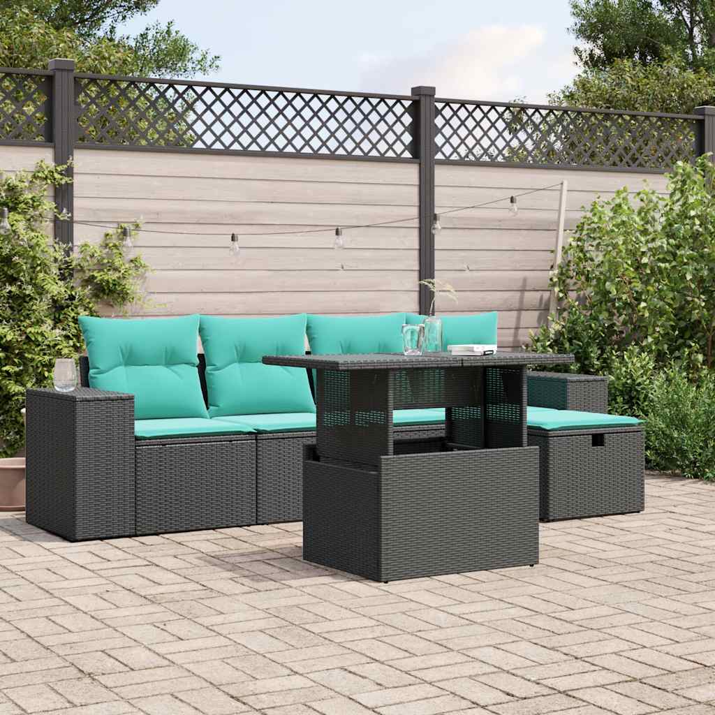 6-Teiliges Gartensofa-Set Mit Kissen, Es Polyrattan