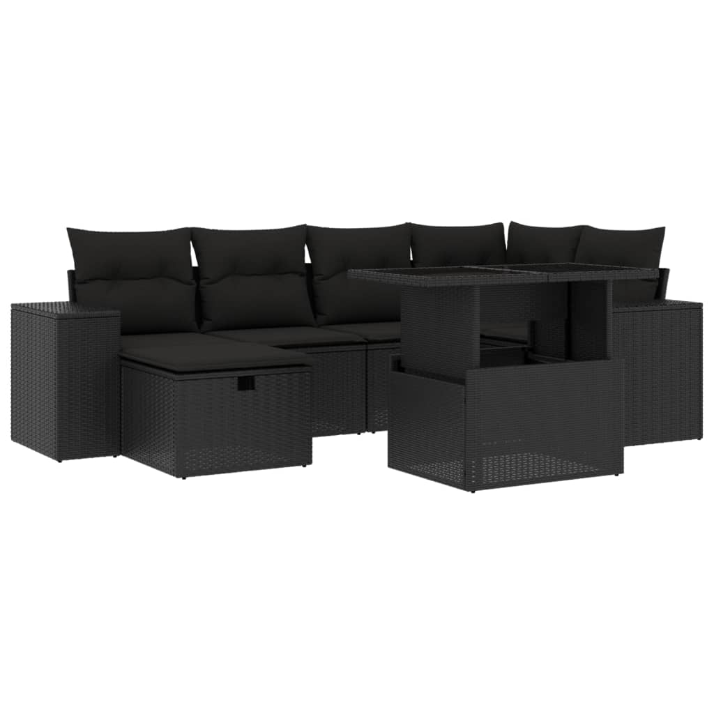 7-Tlg. Garten-Sofagarnitur Mit Kissen Poly Rattan