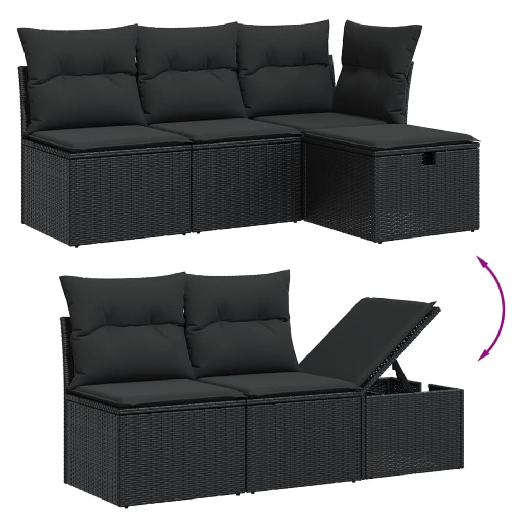 7-Tlg. Garten-Sofagarnitur Mit Kissen Poly Rattan