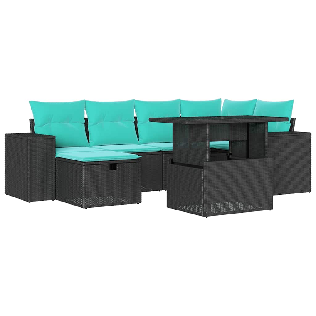 7-Teiliges Gartensofa-Set Mit Kissen, Es Polyrattan
