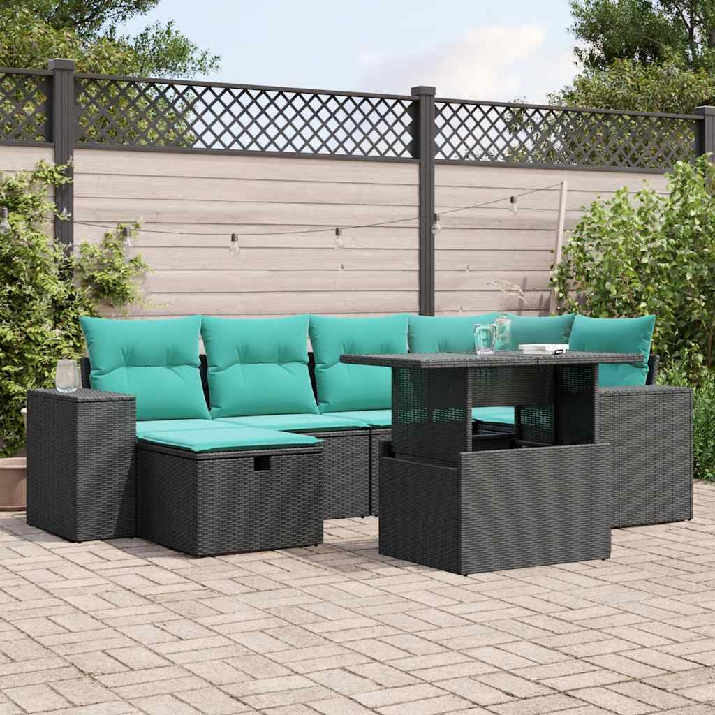 7-Teiliges Gartensofa-Set Mit Kissen, Es Polyrattan