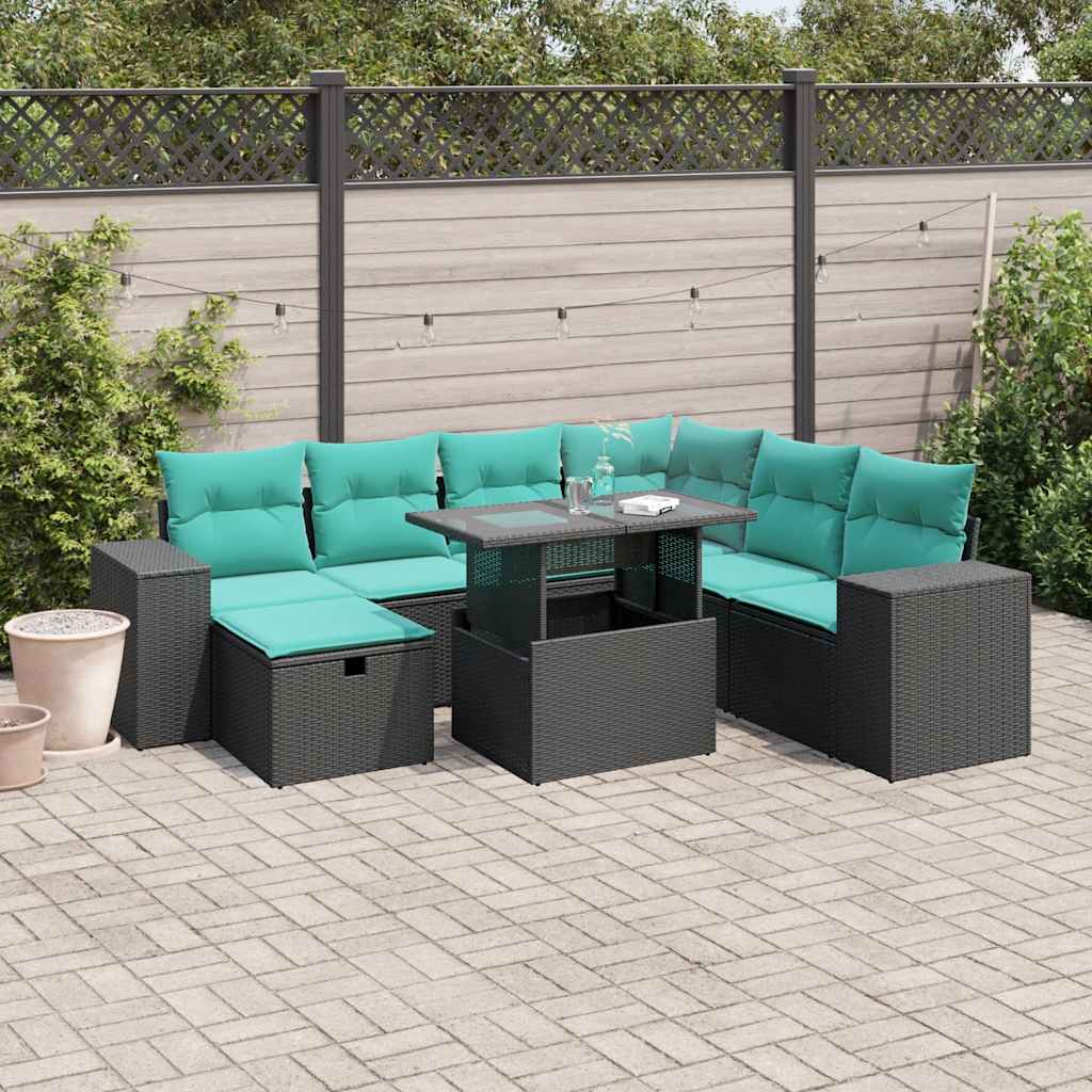 8-Teiliges Gartensofa-Set Mit Kissen, Es Polyrattan