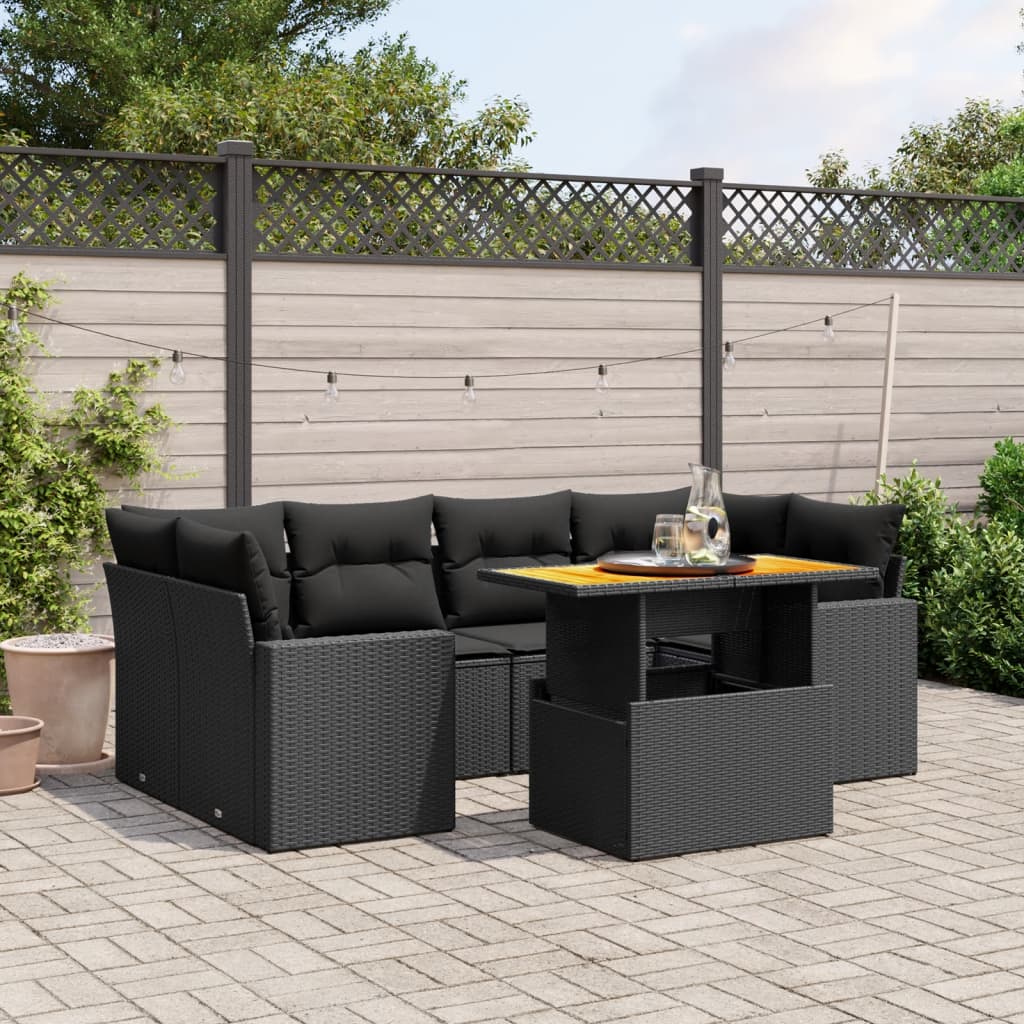 7-Tlg. Garten-Sofagarnitur Mit Kissen Poly Rattan