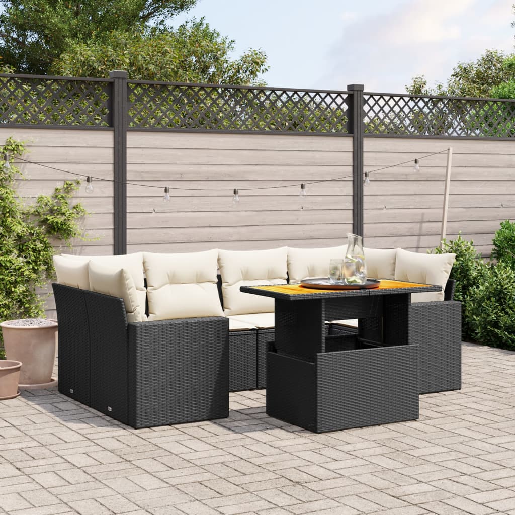 7-Tlg. Garten-Sofagarnitur Mit Kissen Poly Rattan
