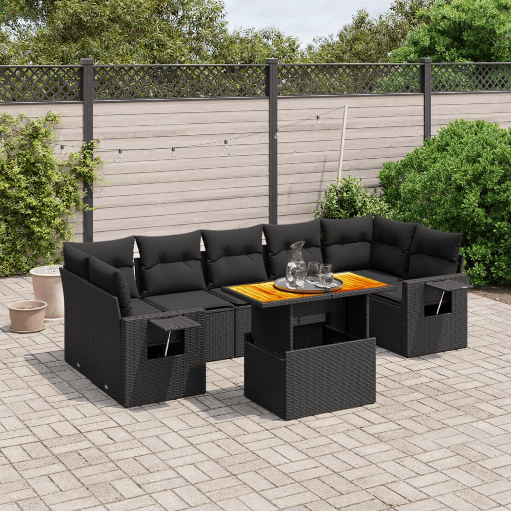 8-Tlg. Garten-Sofagarnitur Mit Kissen Poly Rattan