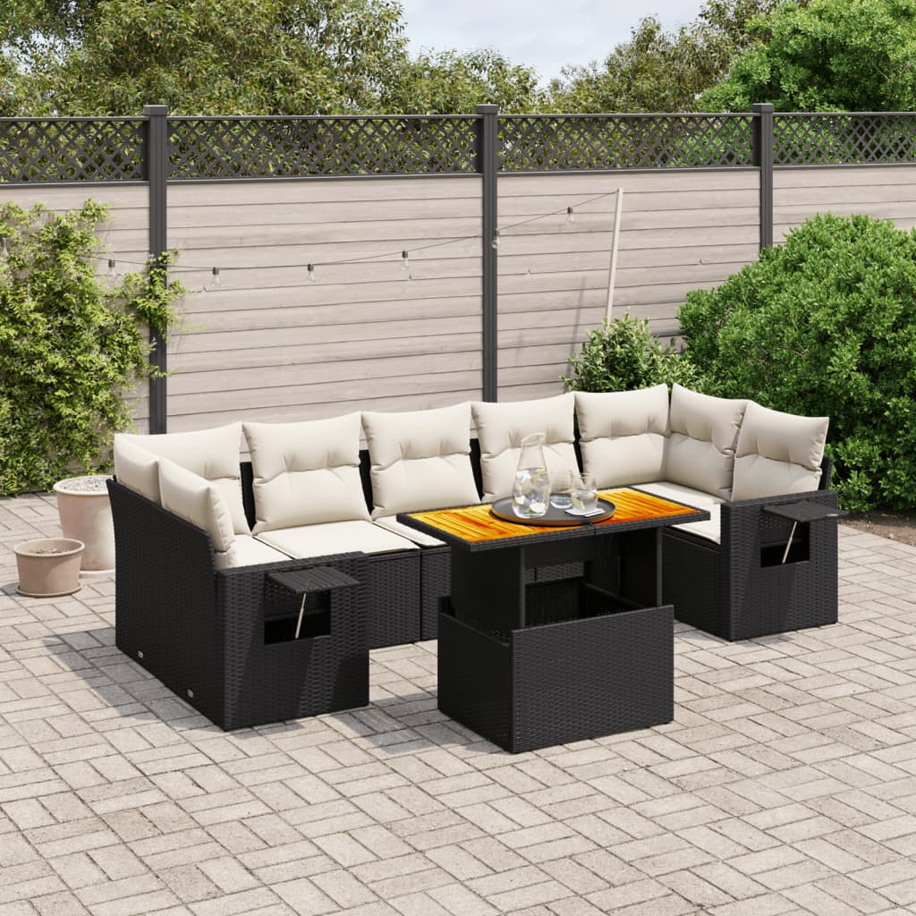 8-Tlg. Garten-Sofagarnitur Mit Kissen Poly Rattan