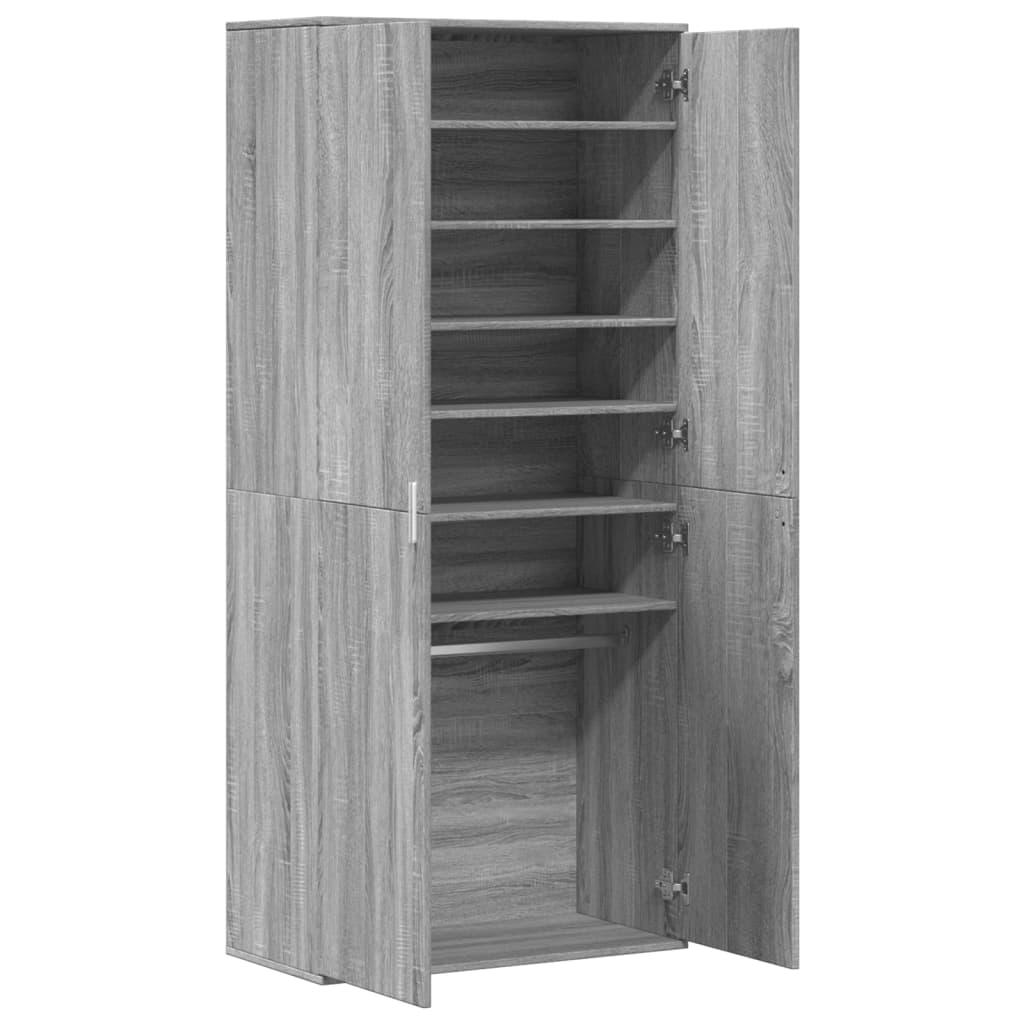 Schuhschrank 80X39X178 Cm Holzwerkstoff Grau Sonoma