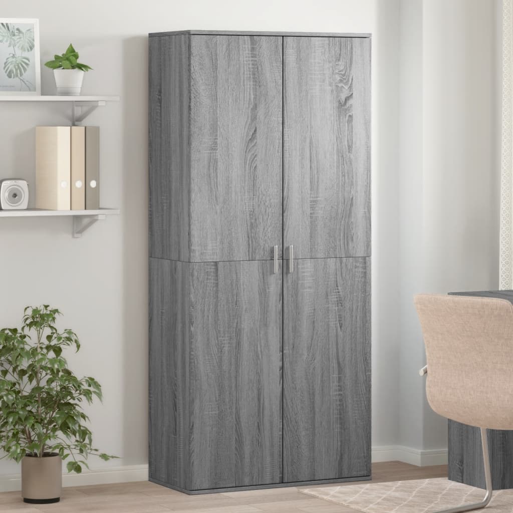 Schuhschrank 80X39X178 Cm Holzwerkstoff Grau Sonoma