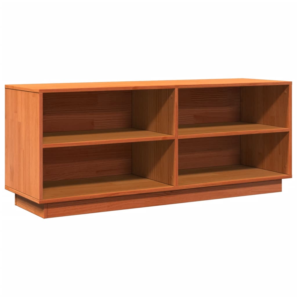 Schuhschrank 110X34X45 Cm Massivholz Kiefer Wachsbraun