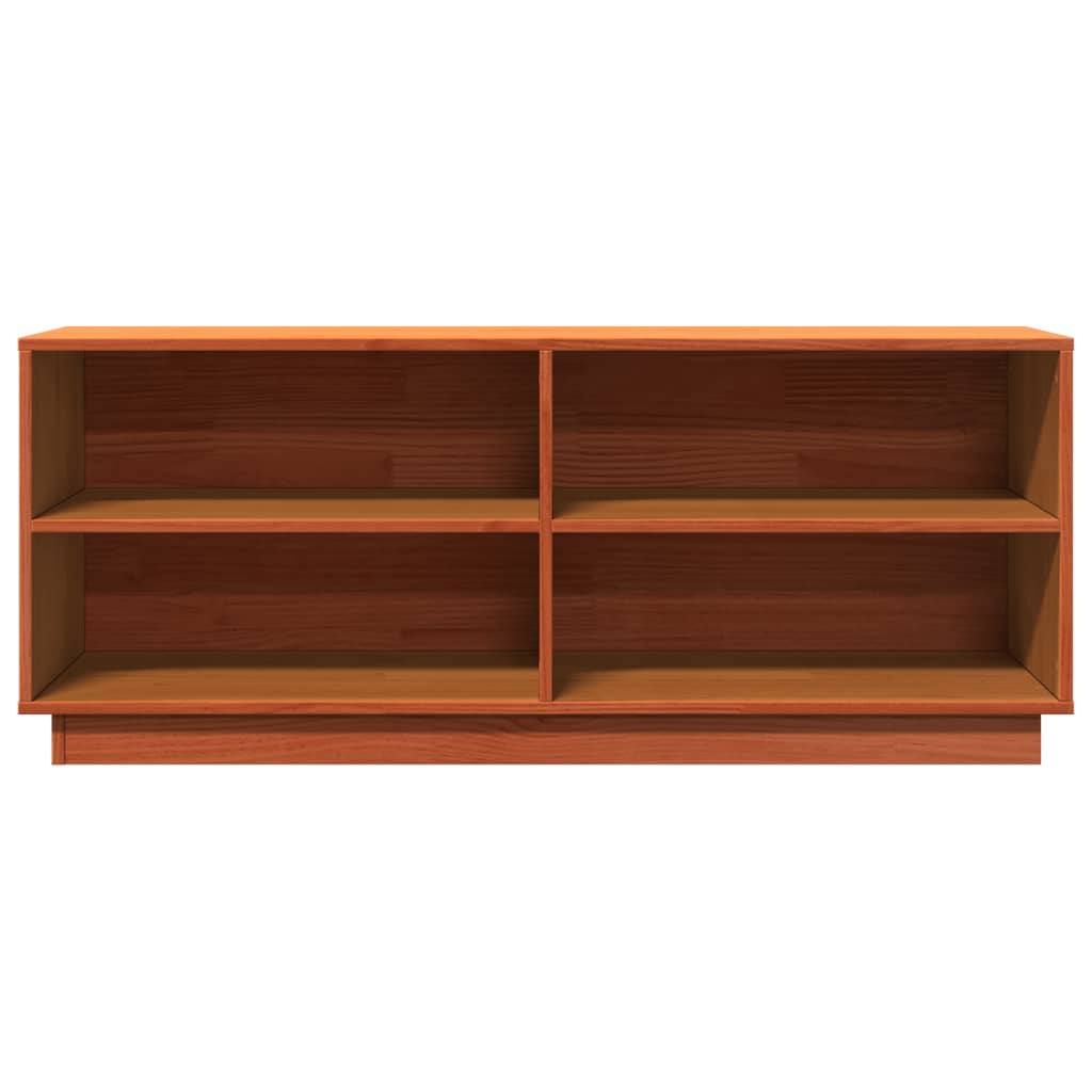 Schuhschrank 110X34X45 Cm Massivholz Kiefer Wachsbraun