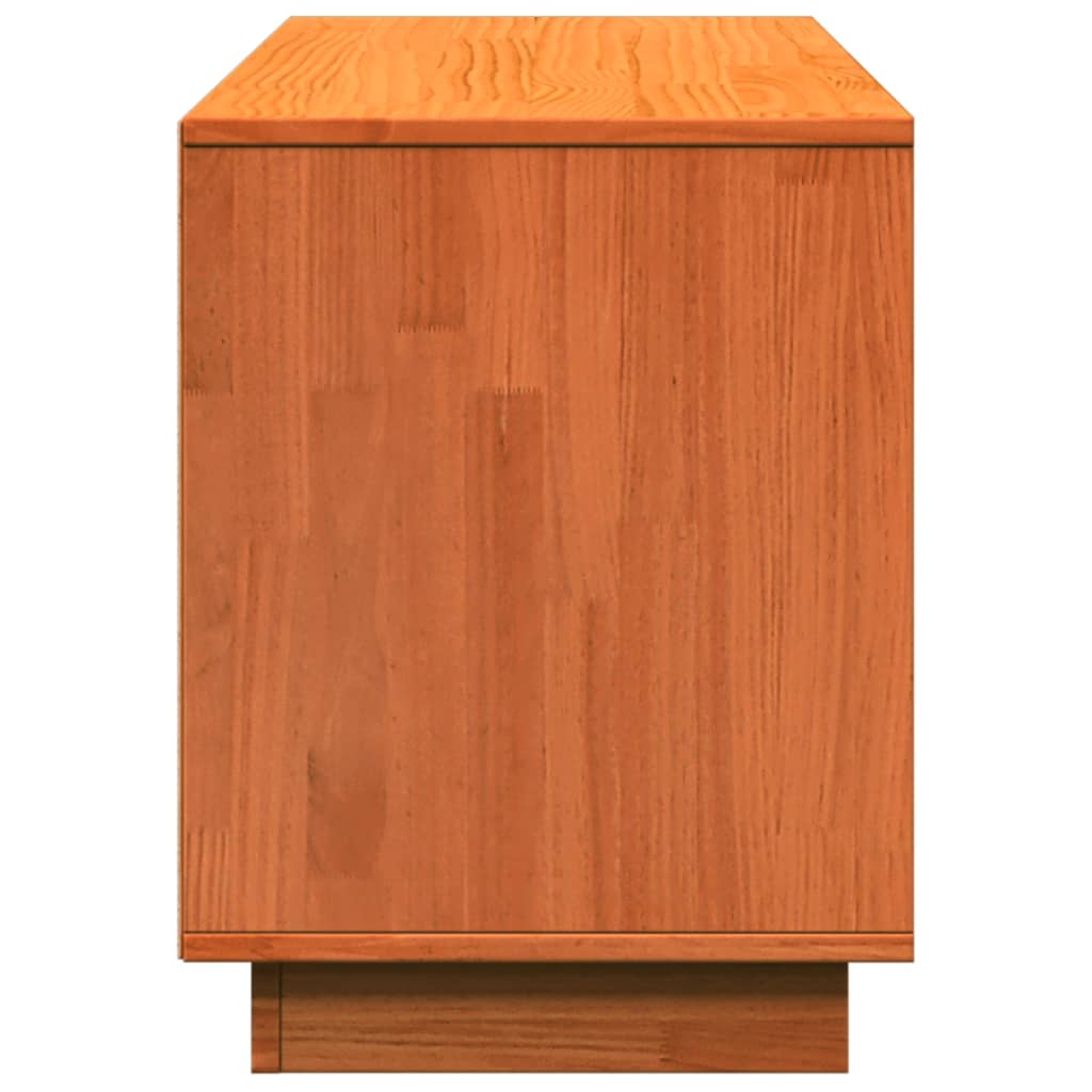 Schuhschrank 110X34X45 Cm Massivholz Kiefer Wachsbraun