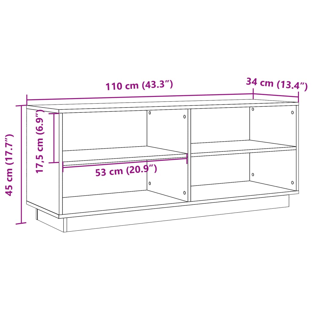 Schuhschrank 110X34X45 Cm Massivholz Kiefer Wachsbraun
