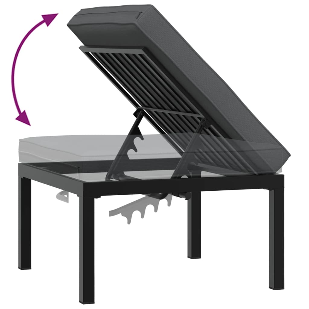 Gartenhocker Mit Kissen Schwarz Aluminium Weiß
