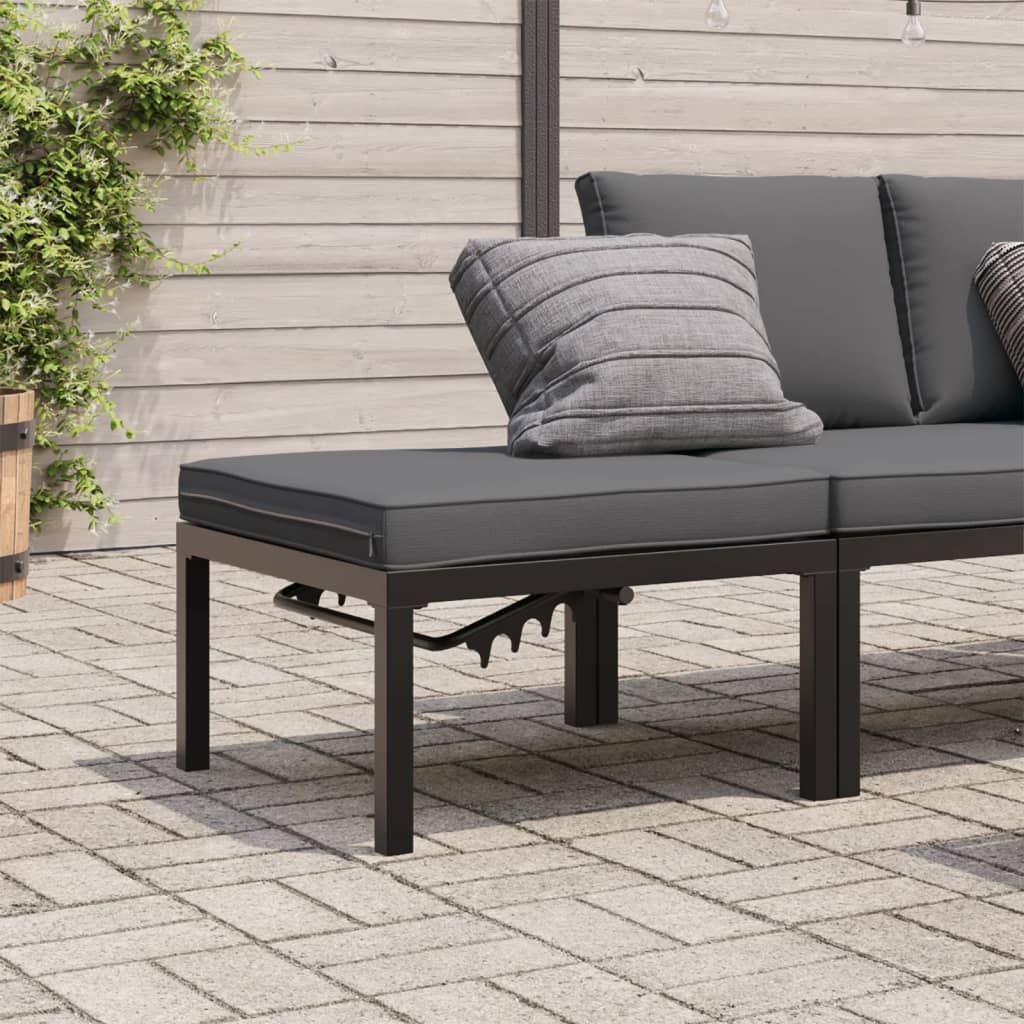 Gartenhocker Mit Kissen Schwarz Aluminium Weiß