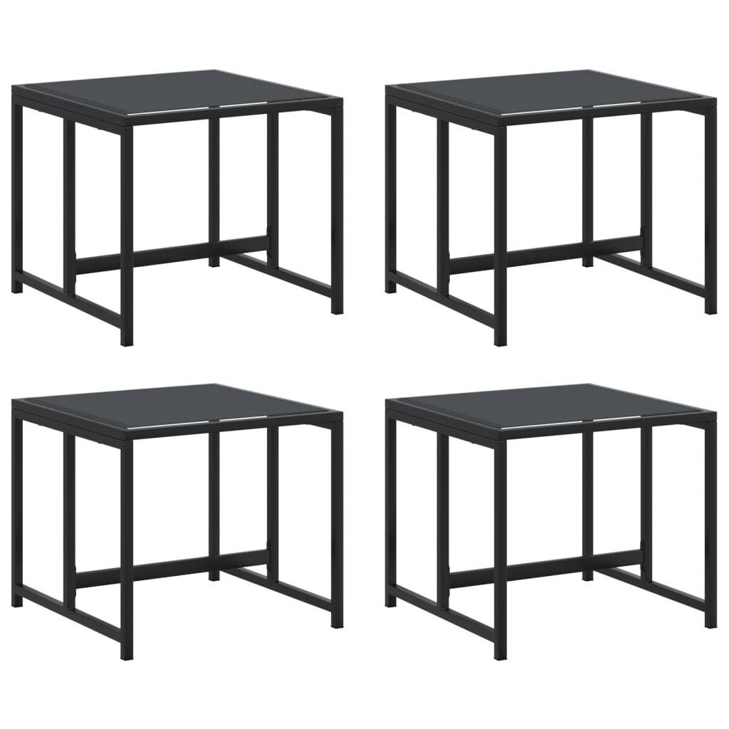 Gartenhocker 4 Stk. Schwarz Stahl Und Textilene Schwarz