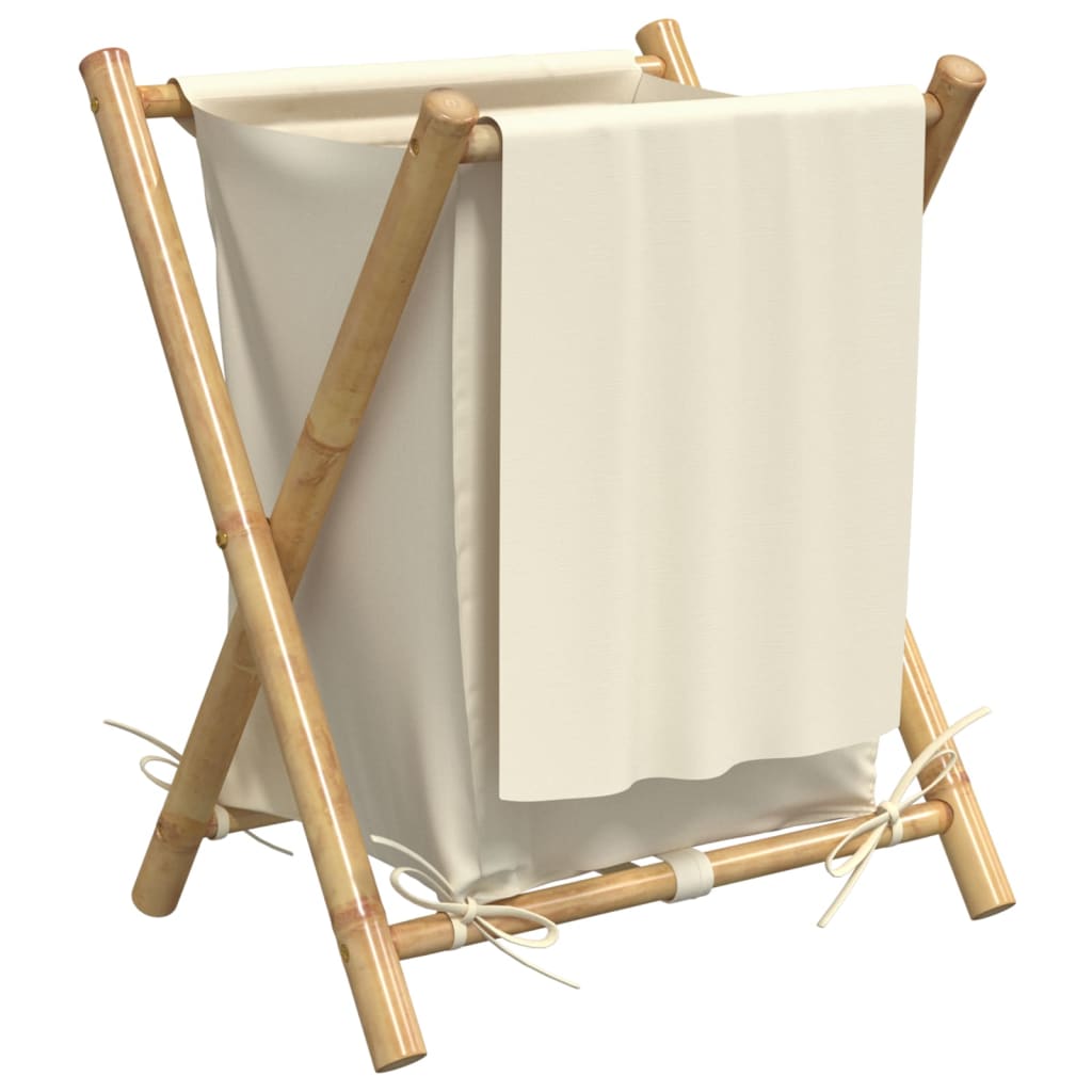Wäschekorb Cremeweiß 45X55X63,5 Cm Bambus