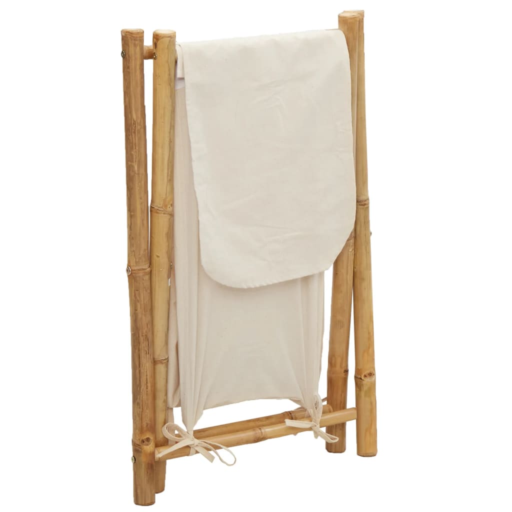 Wäschekorb Cremeweiß 45X55X63,5 Cm Bambus