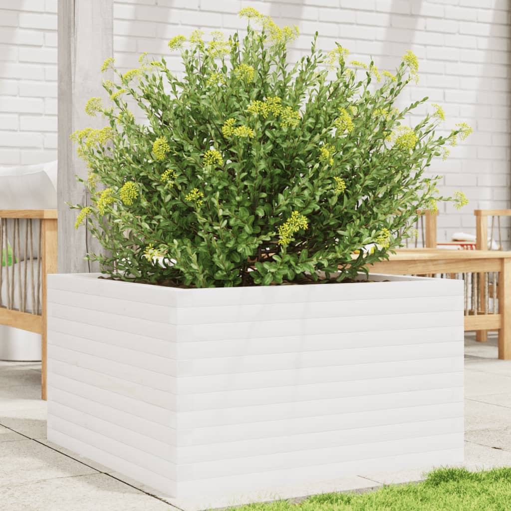 Pflanzkübel Massivholz Kiefer Weiß
