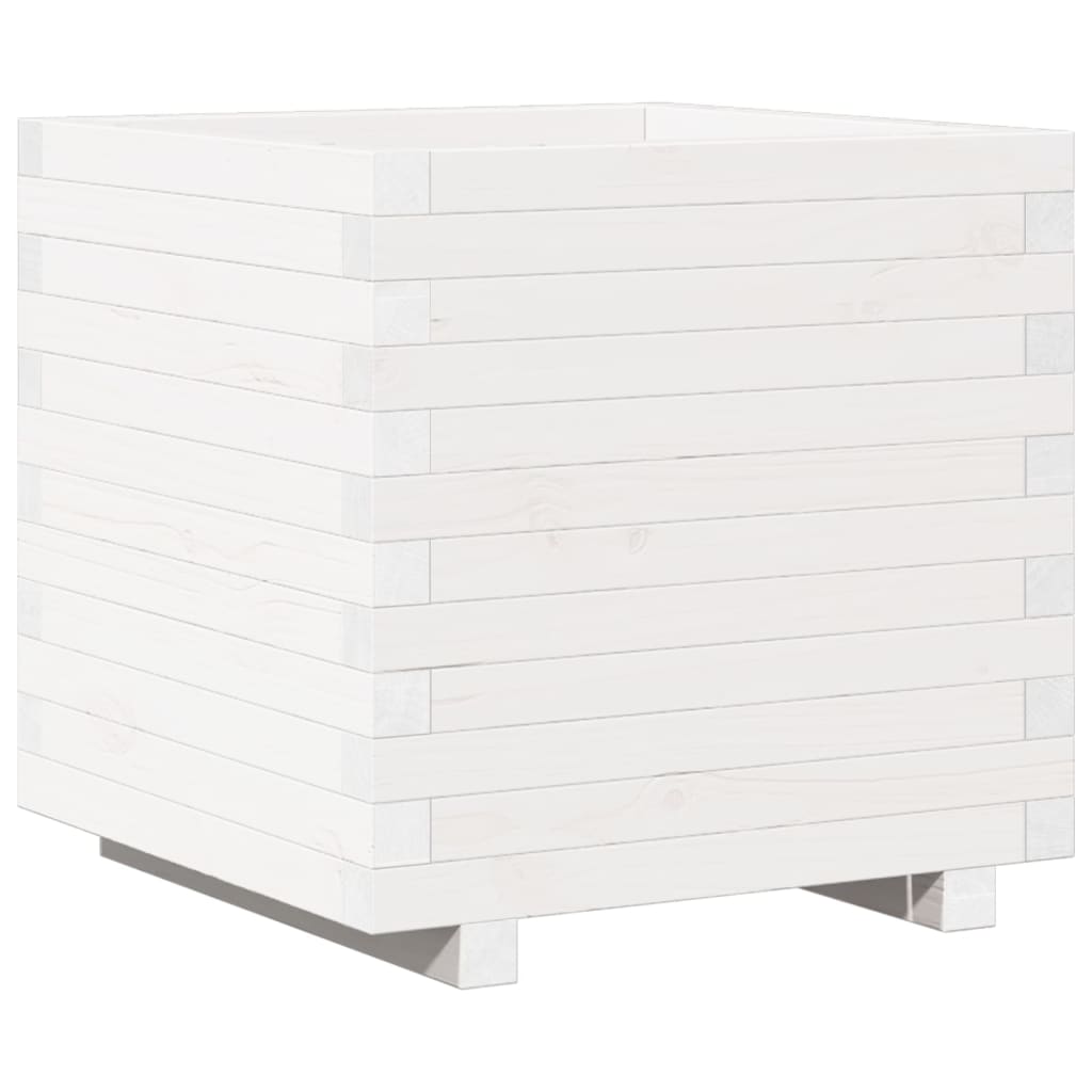Pflanzkübel Weiß 50X50X49,5 Cm Massivholz Kiefer Weiß