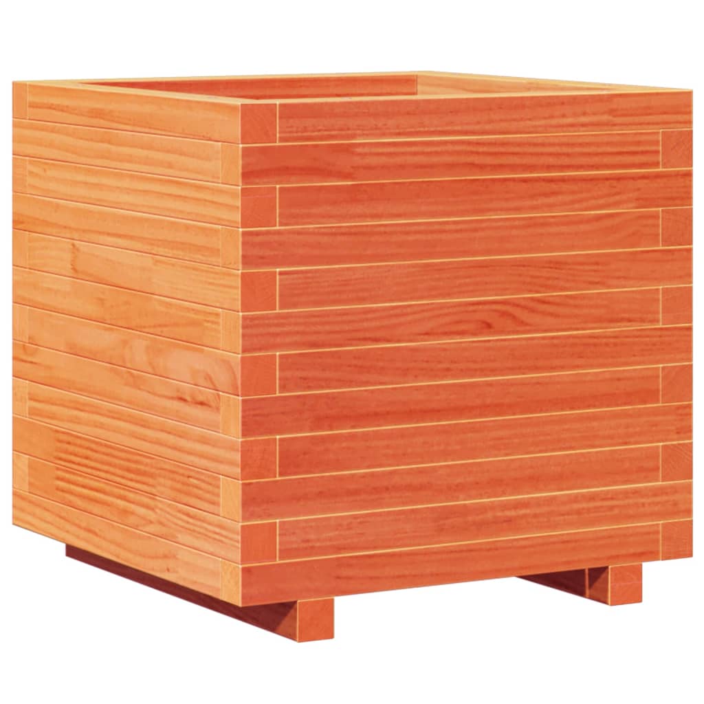 Pflanzkübel Wachsbraun 50X50X49,5 Cm Massivholz Kiefer Grau