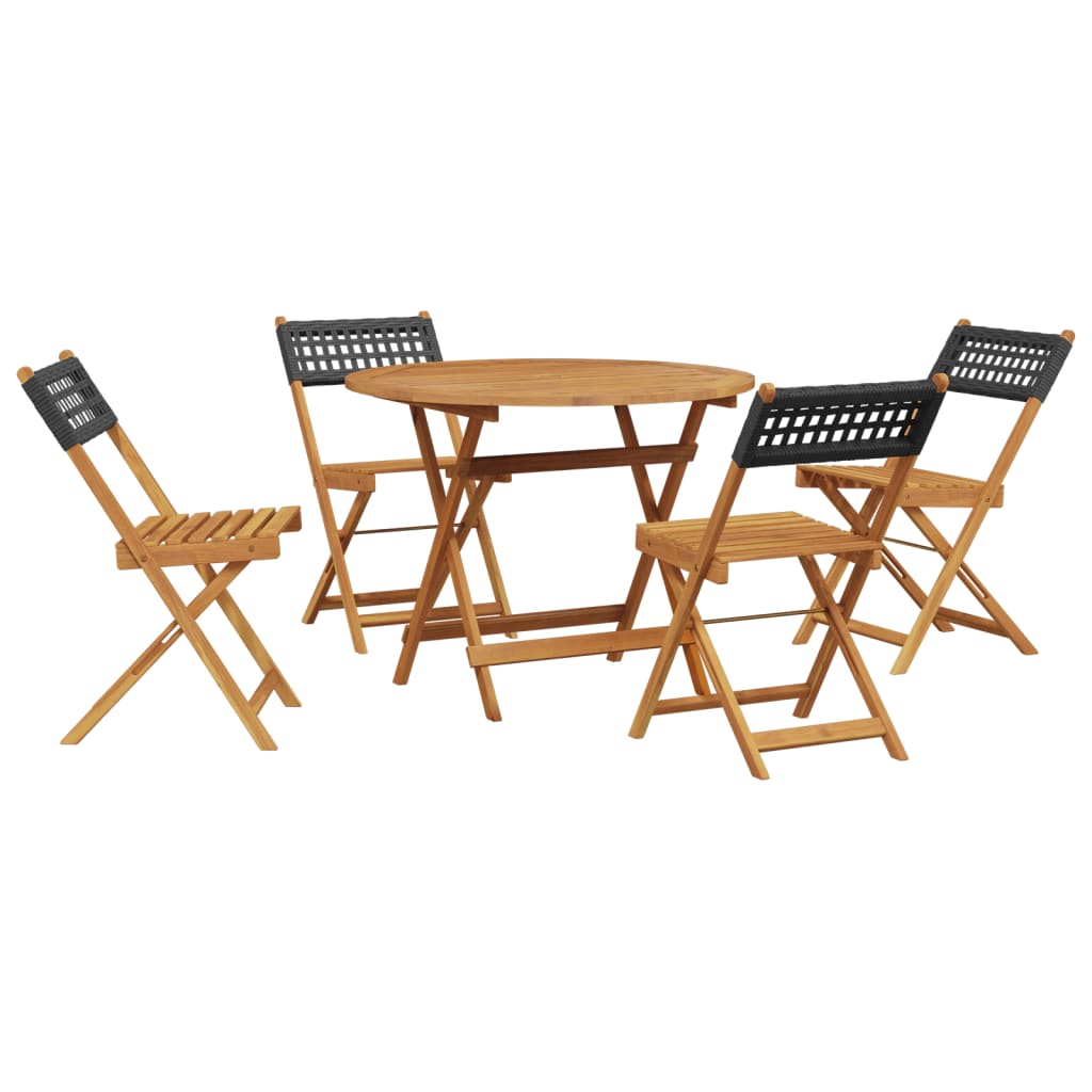 5-Tlg. Garten-Essgruppe Poly Rattan Und Massivholz