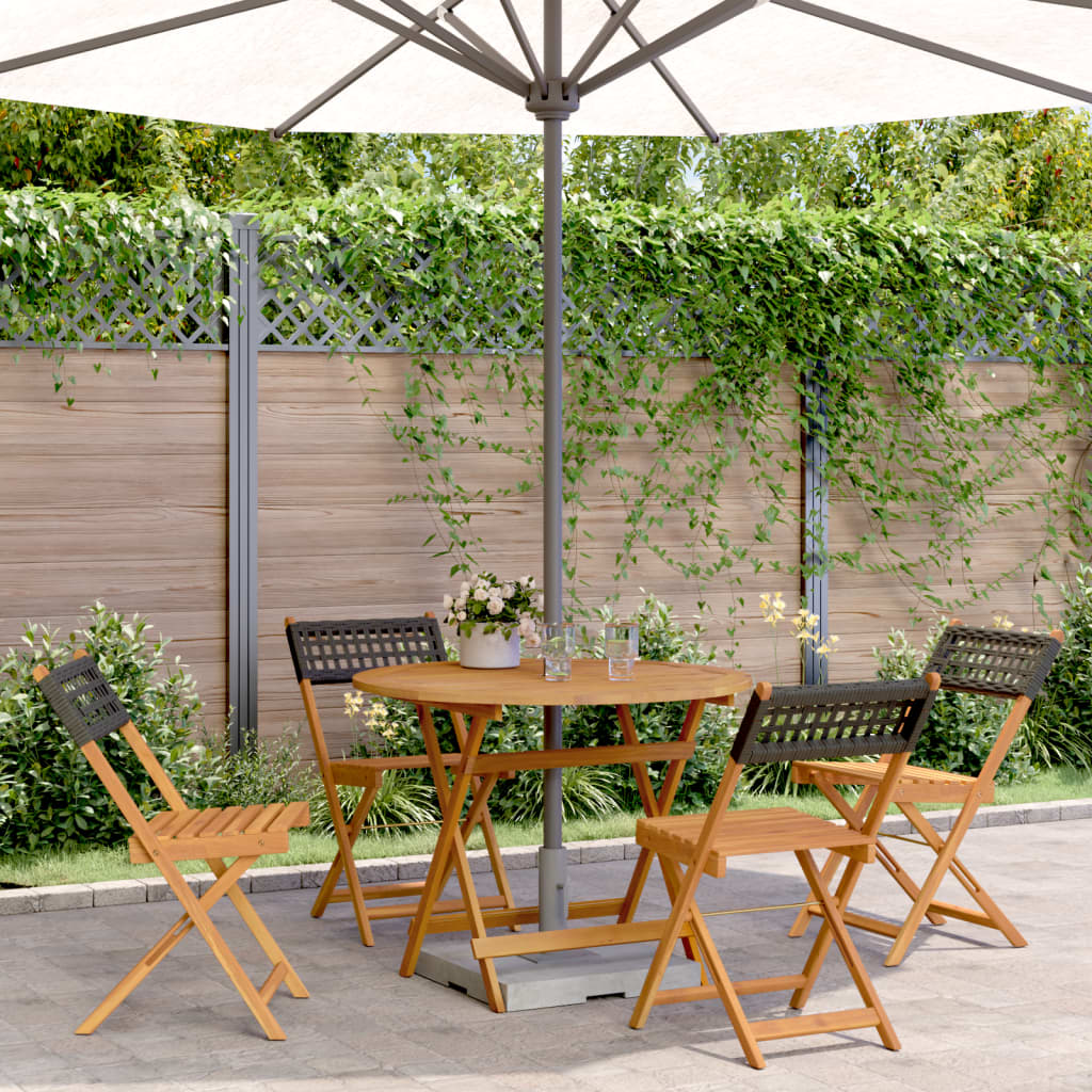 5-Tlg. Garten-Essgruppe Poly Rattan Und Massivholz