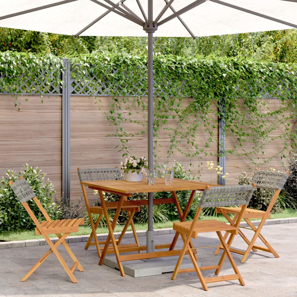 5-Tlg. Garten-Essgruppe Poly Rattan Und Massivholz