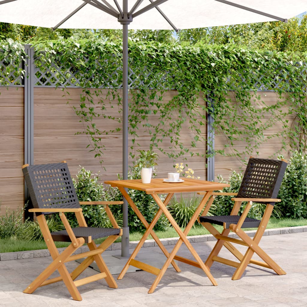 5-Tlg. Garten-Essgruppe Poly Rattan Und Massivholz