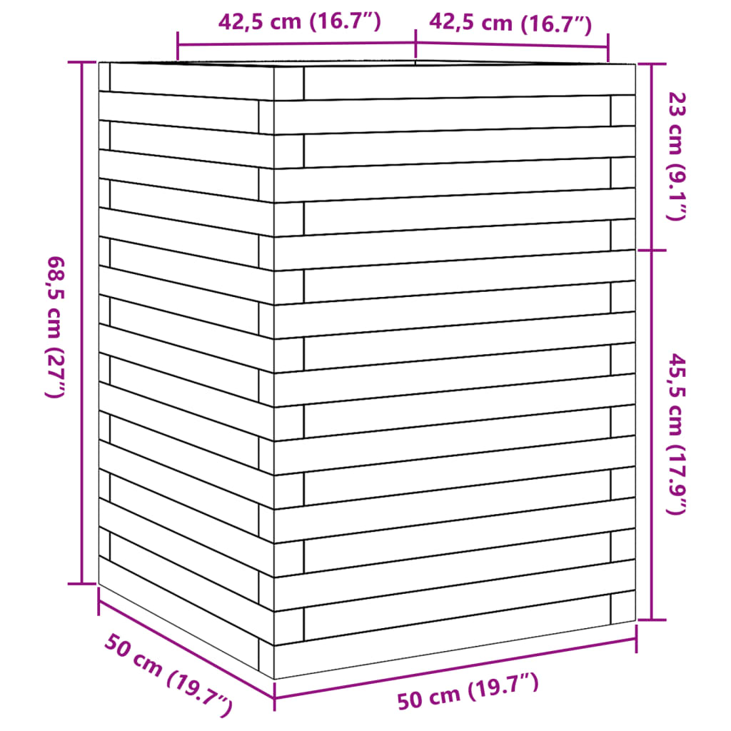 Pflanzkübel 50X50X68,5 Cm Massivholz Douglasie Natürliches Douglasie
