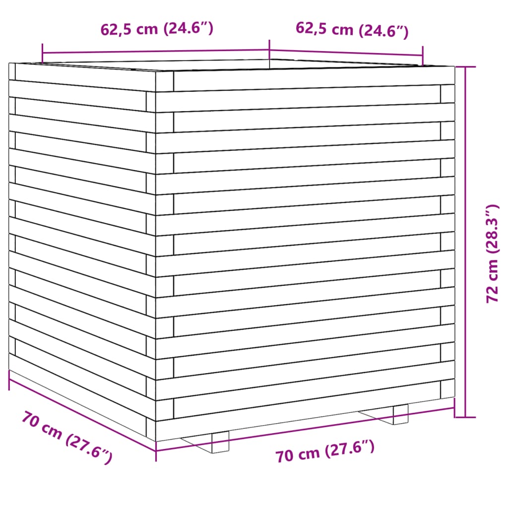 Pflanzkübel Massivholz Kiefer Weiß