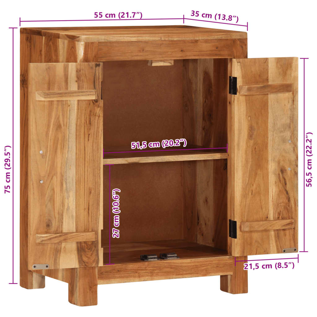 Sideboard 55X35X75 Cm Massivholz Akazie