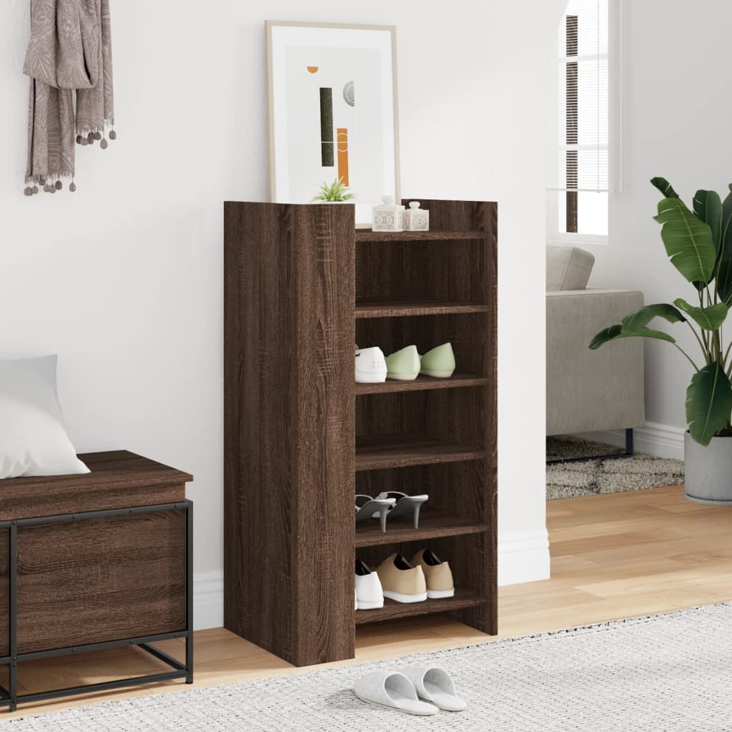 Schuhschrank Braun Eichen-Optik 52X37,5X100 Cm Holzwerkstoff Braune Eiche