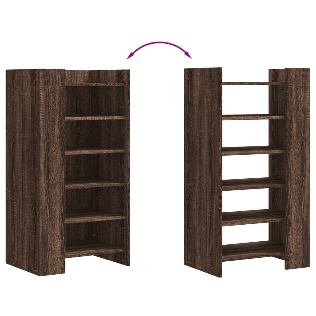 Schuhschrank Braun Eichen-Optik 52X37,5X100 Cm Holzwerkstoff Braune Eiche