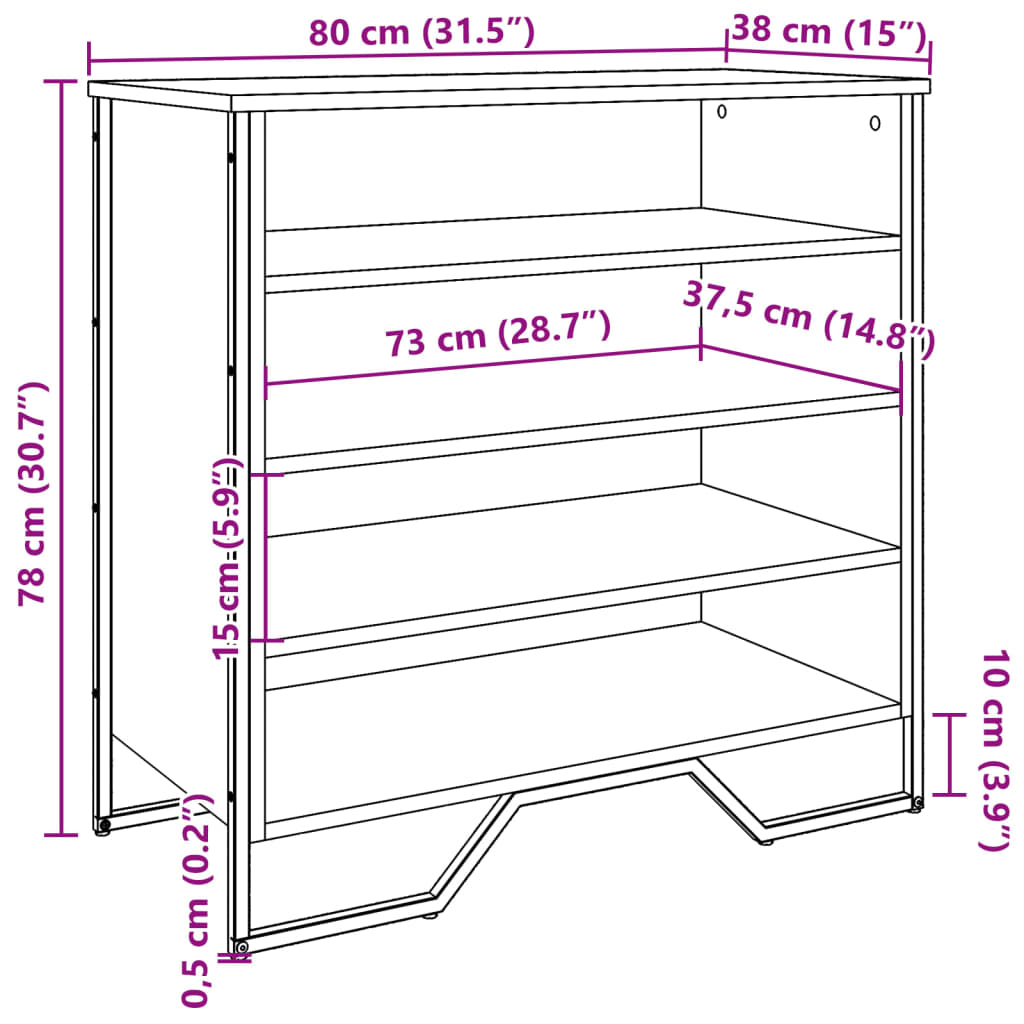 Schuhregal 80X38X78 Cm Holzwerkstoff Grau Sonoma