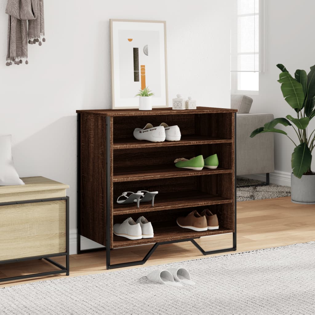 Schuhregal Braun Eichen-Optik 80X38X78 Cm Holzwerkstoff Braune Eiche