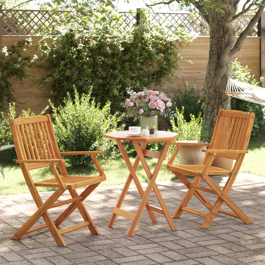 3-Tlg. Garten-Essgruppe Klappbar Massivholz Akazie