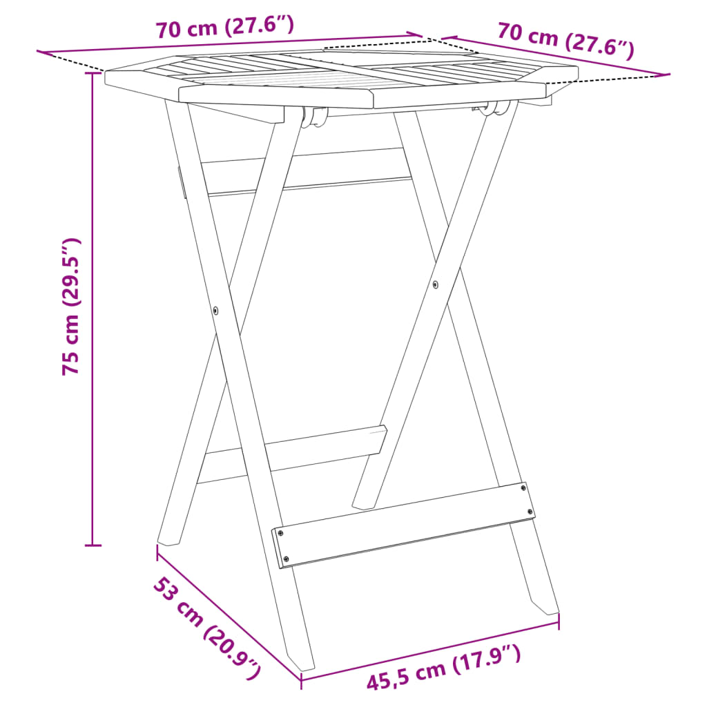 3-Tlg. Bistro-Set Klappbar Massivholz Akazie