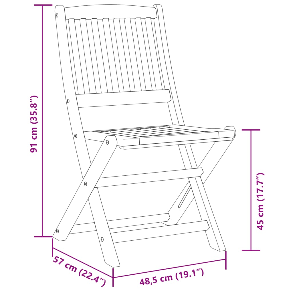 3-Tlg. Bistro-Set Klappbar Massivholz Akazie