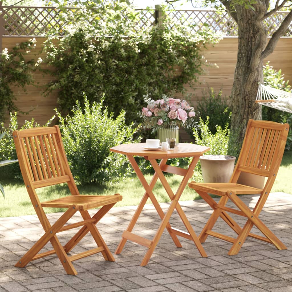 3-Tlg. Garten-Essgruppe Klappbar Massivholz Akazie