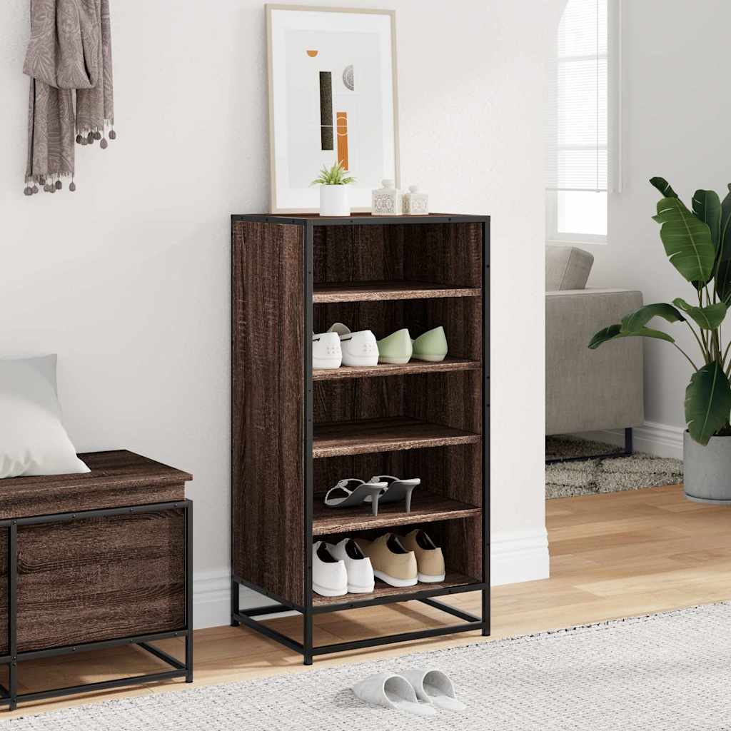 Schuhregal Braun Eichen-Optik 48X38X97,5 Cm Holzwerkstoff Braune Eiche