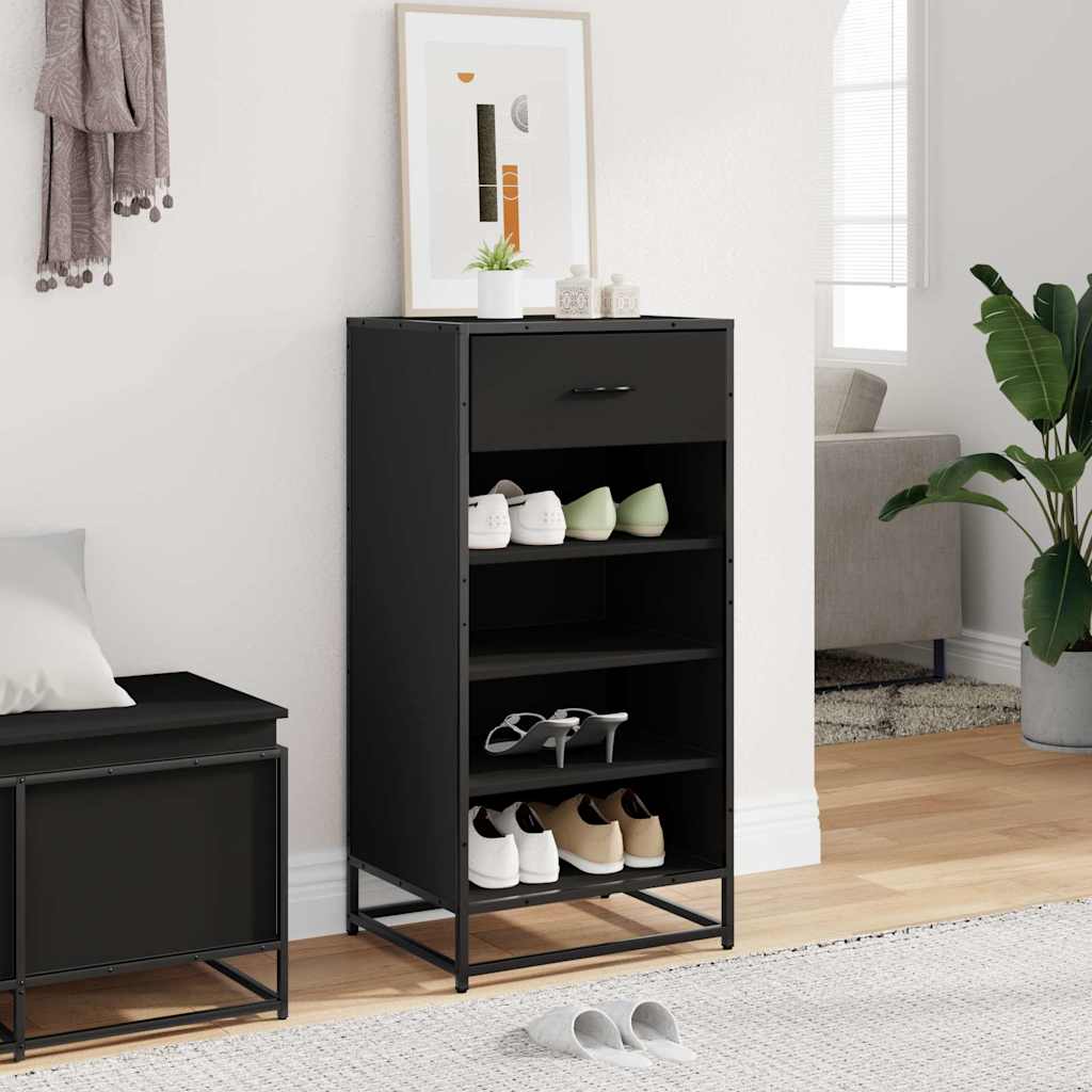 Schuhregal 48X38X97,5 Cm Holzwerkstoff Schwarz